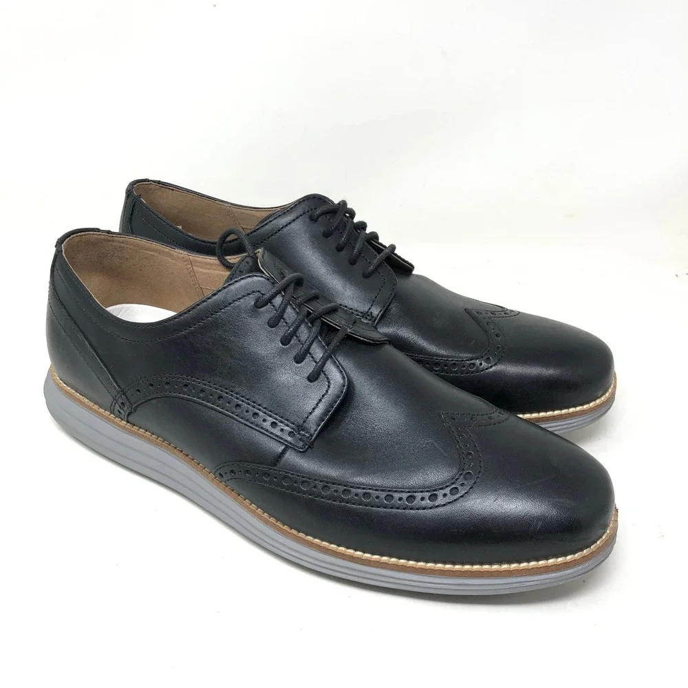 Cole Haan Mens 14W OriginalGrand Wingtip Oxford Black Leather Short Wing C26470